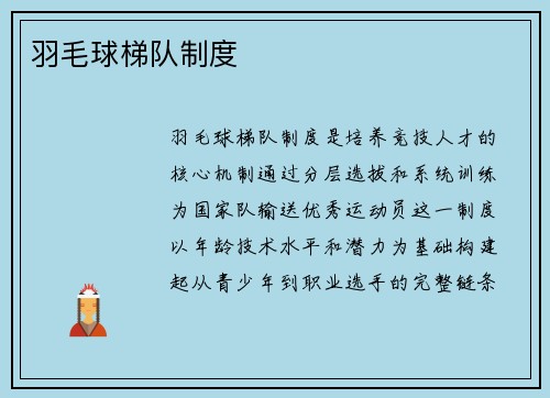 羽毛球梯队制度